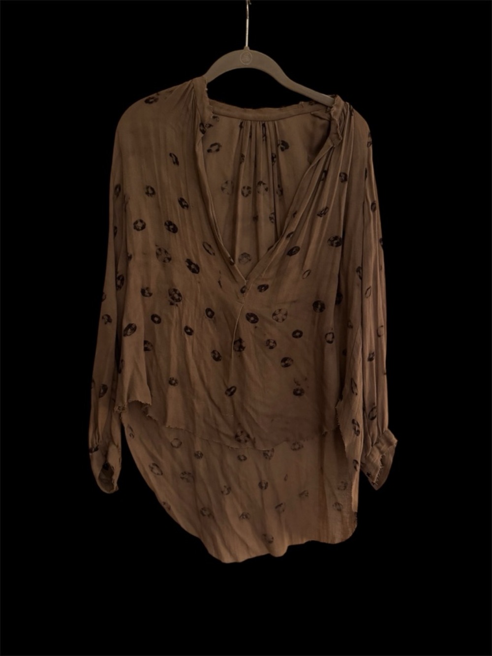Raquel Allegra Brown Printed V-Neck Tunic